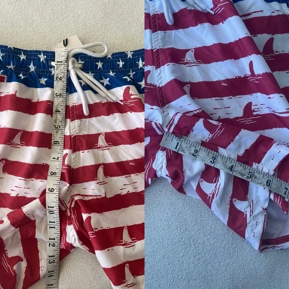 NWT Free Planet Men’s US Flag Shark Swim Trunks S - Picture 8 of 12